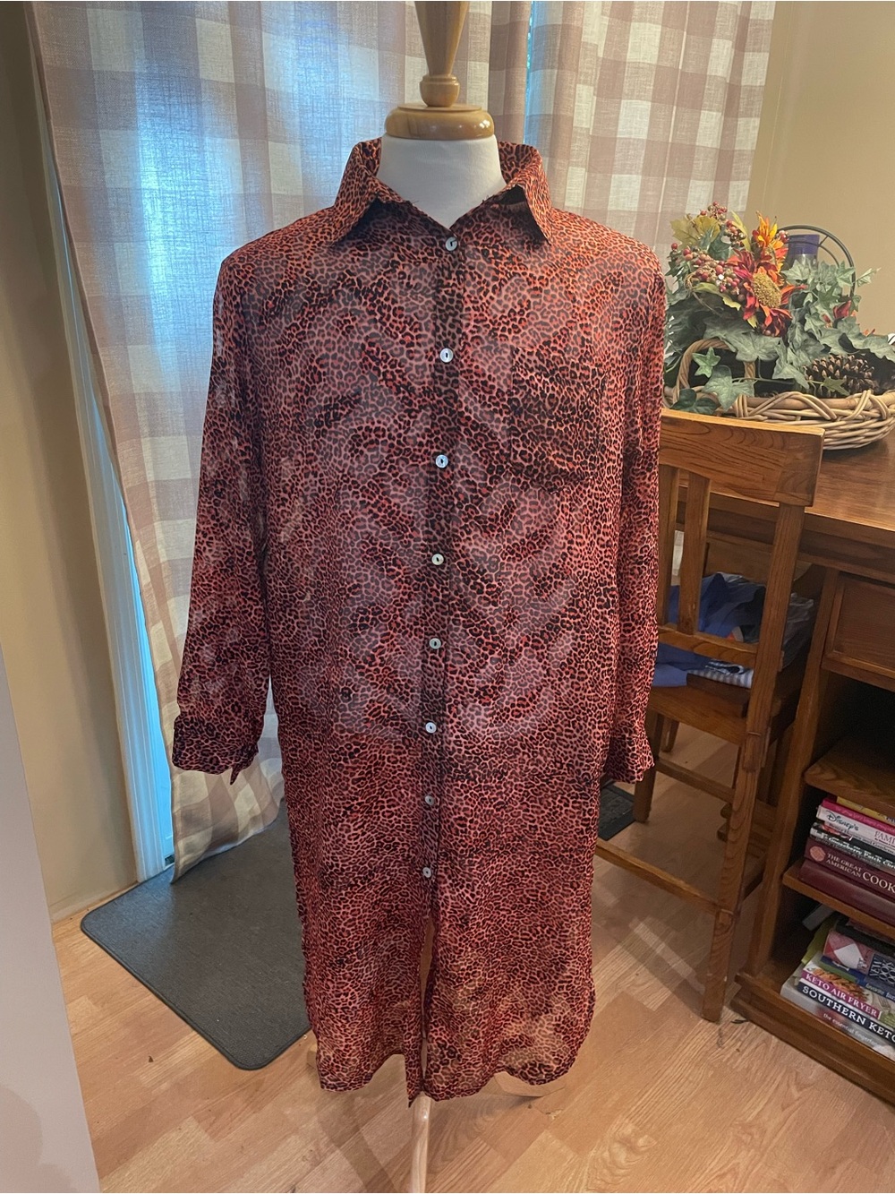 POL Red and Black Leopard Print Maxi Dress small